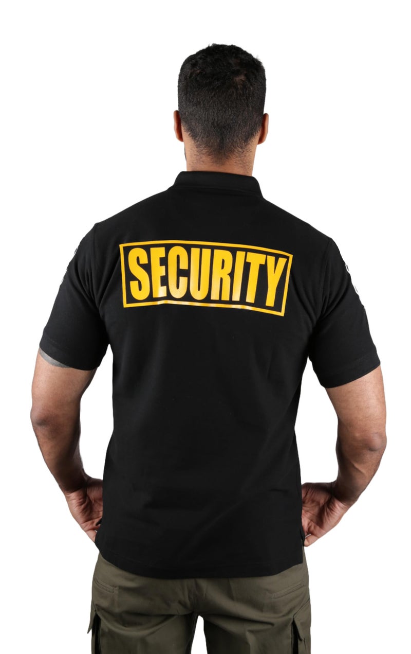 First Class قمصان بولي قطن أمان من الدرجة الأولى سوداء (2XL، أكمام قصيرة ذهبية) - Image 2